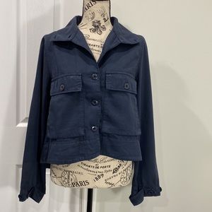 Romeo & Juliet Couture Woven Hi-Low Navy Jacket Size Small